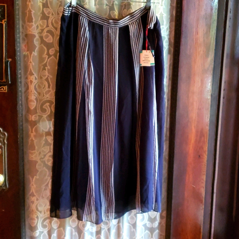 Anne Klein Chiffon Stripe Blue & White Skirt